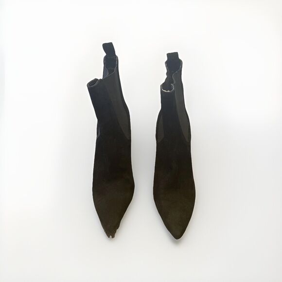 Steve Madden Subtle Black Suede Dual Gore Pull-On Block Heel Boot Sz 9.5M - Picture 4 of 8